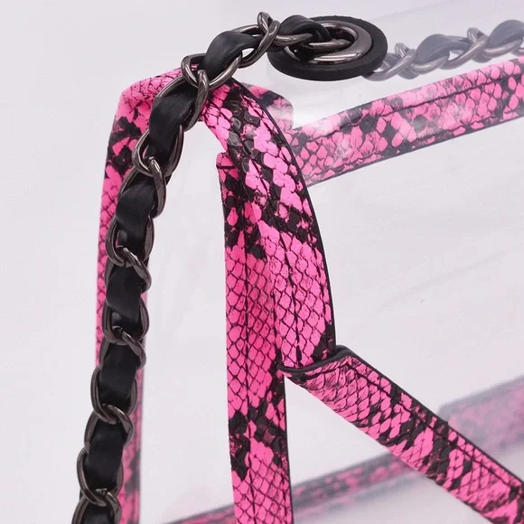 Clear Pink Snake-Print Crossbody Bag - Picture 4 of 7
